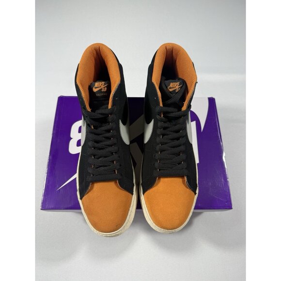New Men’s Size 10 Black Orange Nike SB Zoom Blazer Mid Skate Shoes HF3831 002